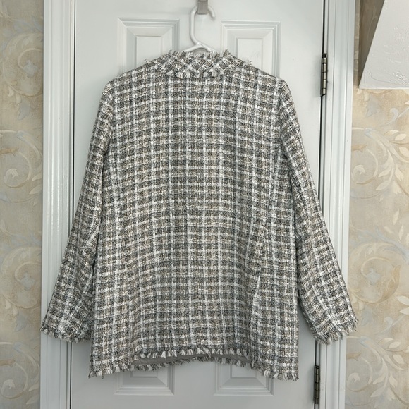 Ann Taylor Tweed Long Blazer with Fringed Edges and Front Patch Pockets. EUC - Picture 7 of 11